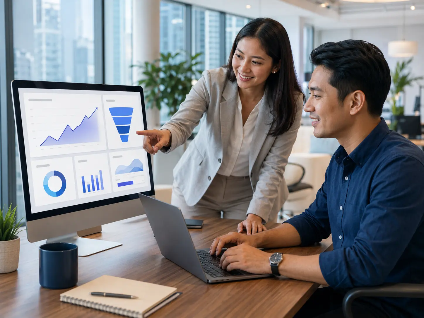 Foto pendiri membandingkan ide awal dan website profesional
