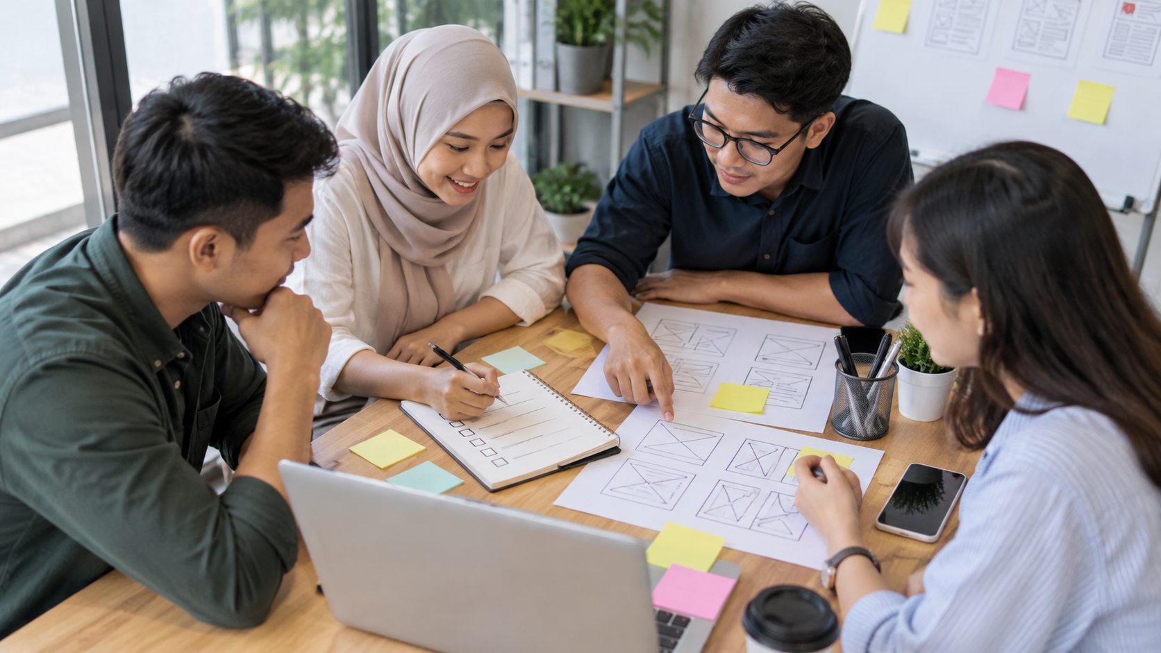 Tim bisnis menyiapkan checklist buat website murah